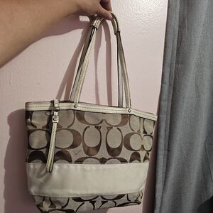 Coach Signature Brown and Cream Tote